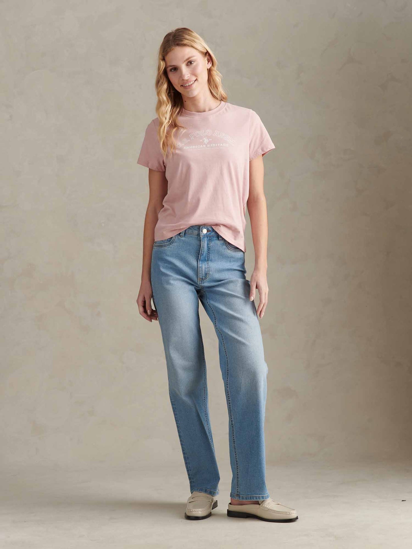 Womens Arc Graphic T-Shirt in Pale Mauve
