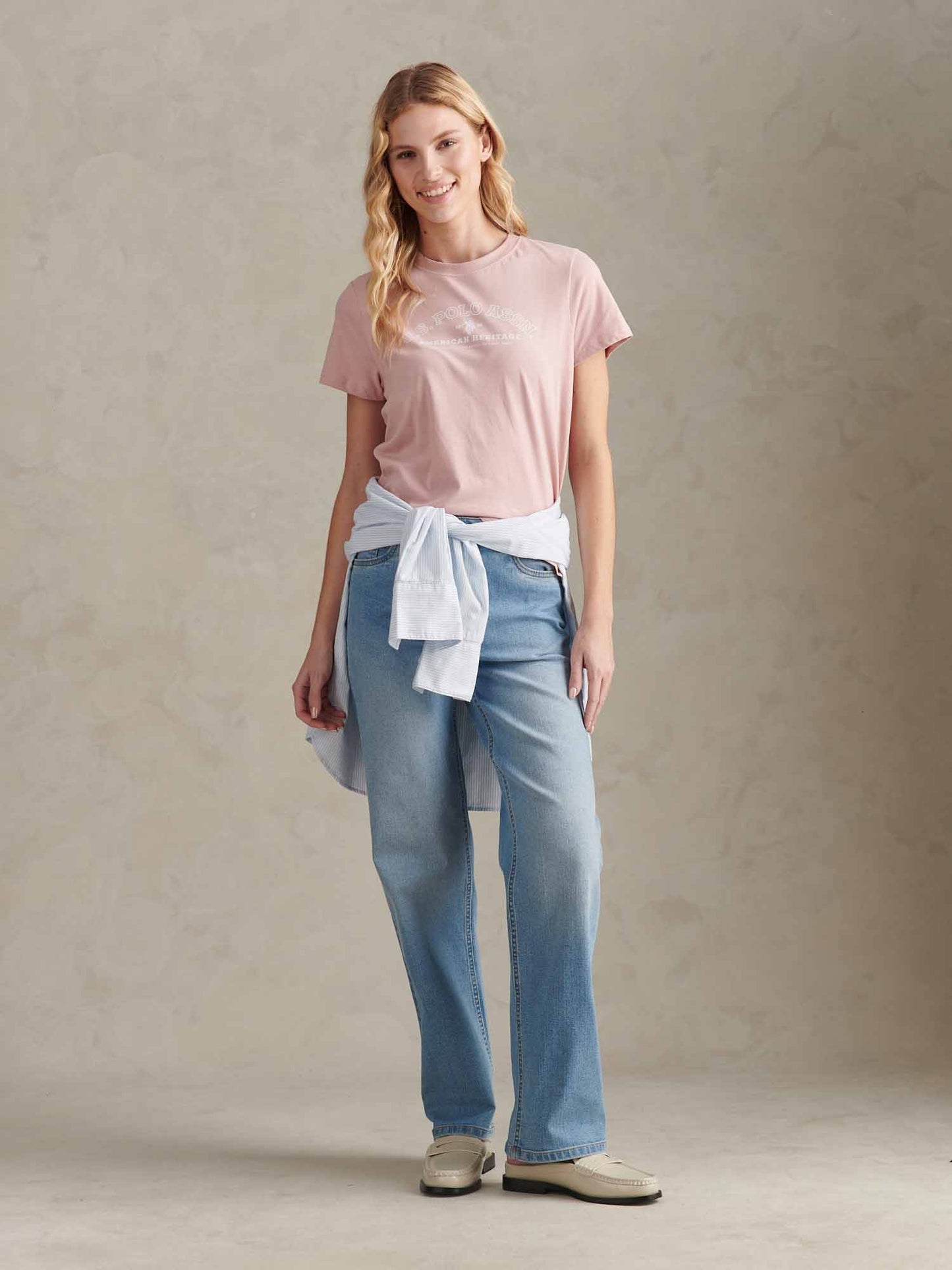 Womens Arc Graphic T-Shirt in Pale Mauve