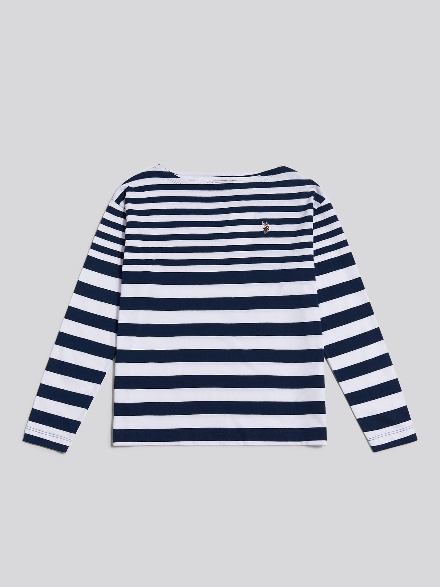Womens Gradient Stripe Boatneck T-Shirt in Navy Iris