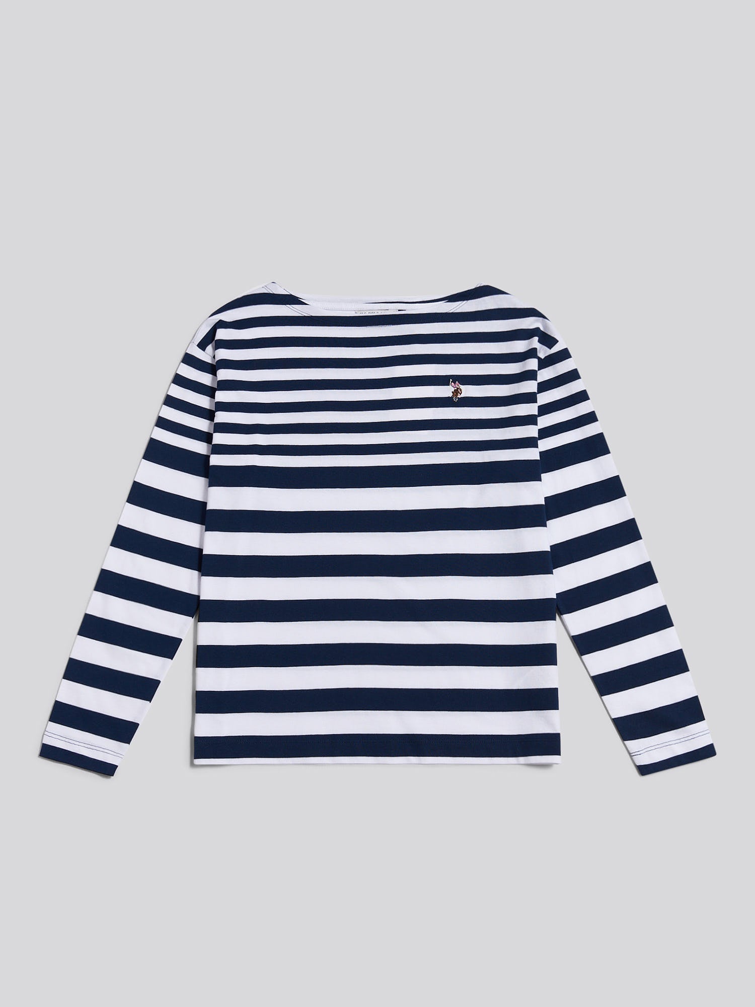 Womens Gradient Stripe Boatneck T-Shirt in Navy Iris