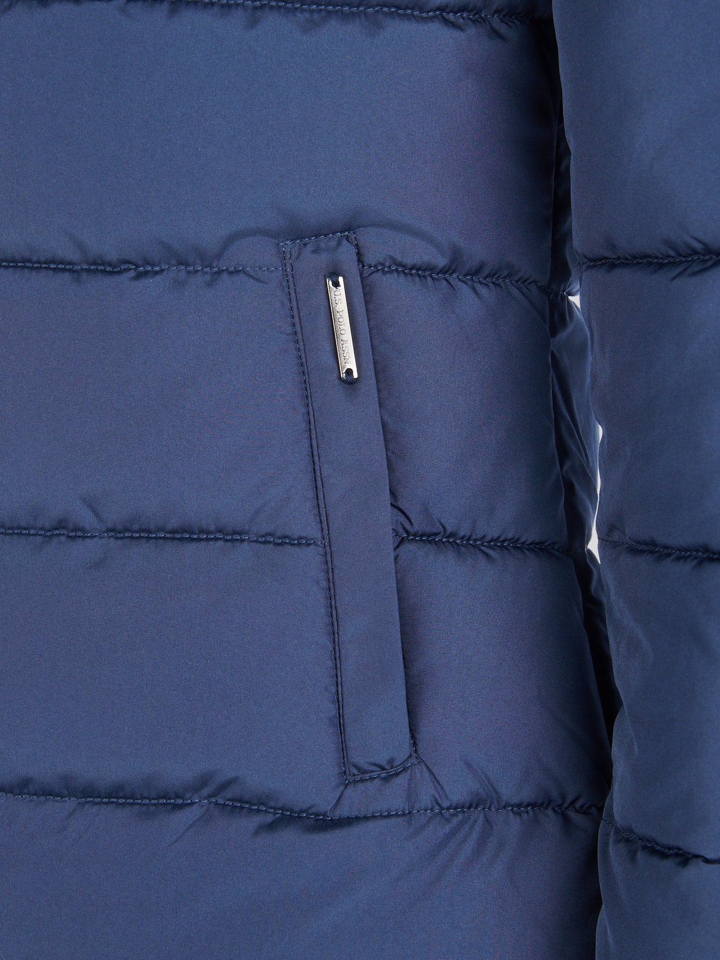 Womens Quilted Hooded Puffer Coat in Navy Iris