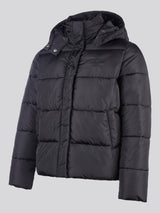 Womens Sateen Puffer Jacket in Black