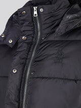Womens Sateen Puffer Jacket in Black