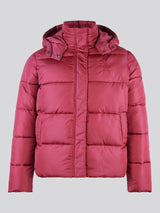 Womens Sateen Puffer Jacket in Beaujolais