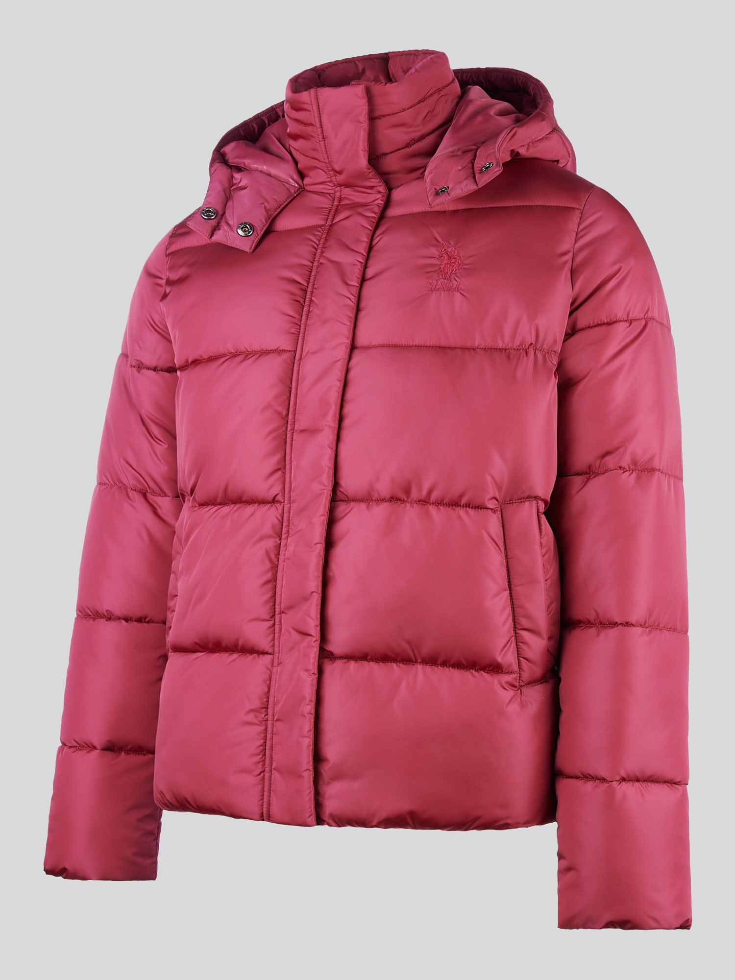 Womens Sateen Puffer Jacket in Beaujolais