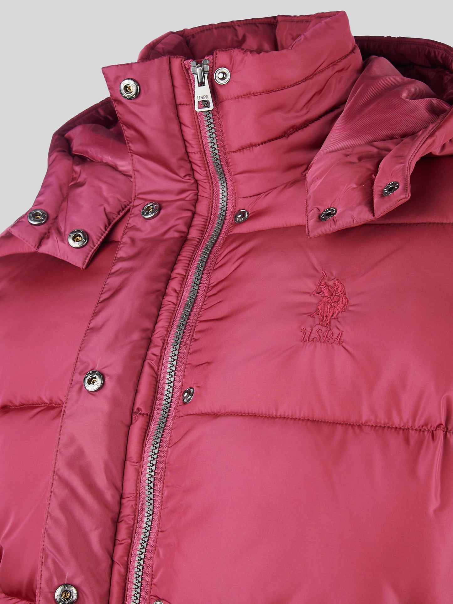 Womens Sateen Puffer Jacket in Beaujolais