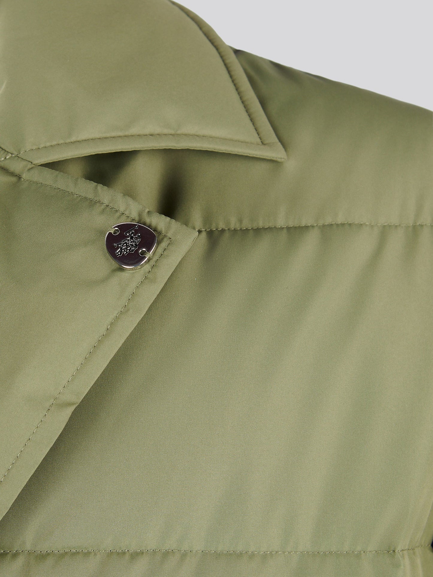 Womens Puffer Trench Coat in Kalamata Green