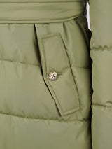 Womens Puffer Trench Coat in Kalamata Green