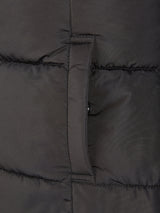 Womens Longline Square Quilt Puffer Coat in Black