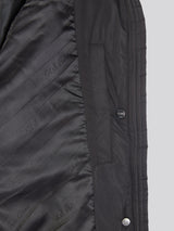 Womens Longline Square Quilt Puffer Coat in Black
