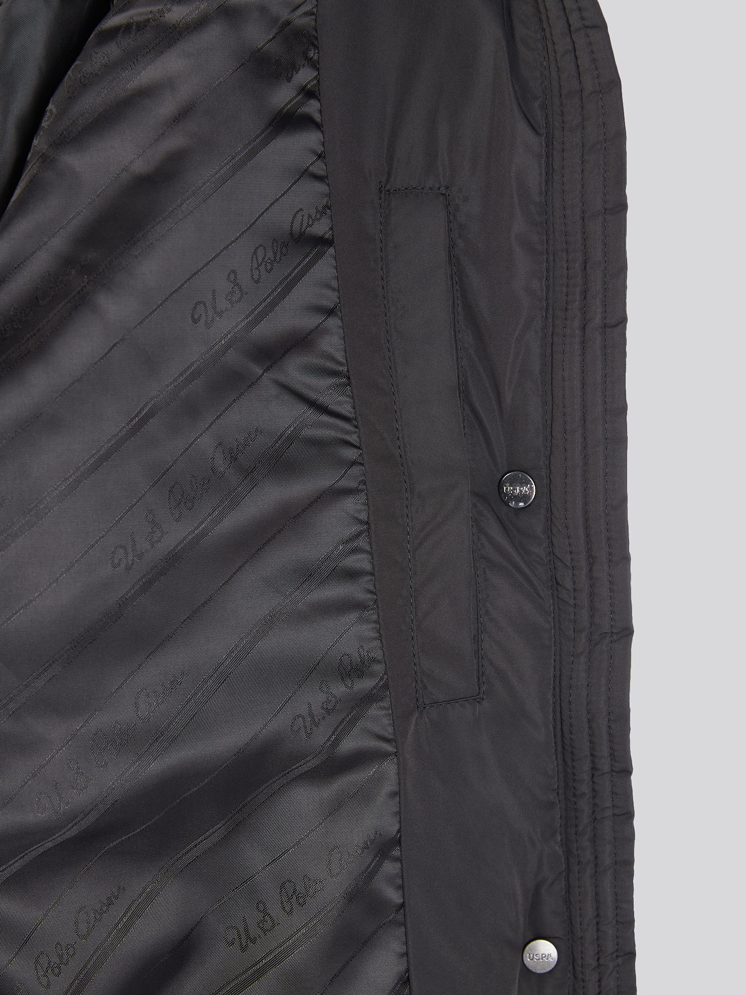 Womens Longline Square Quilt Puffer Coat in Black