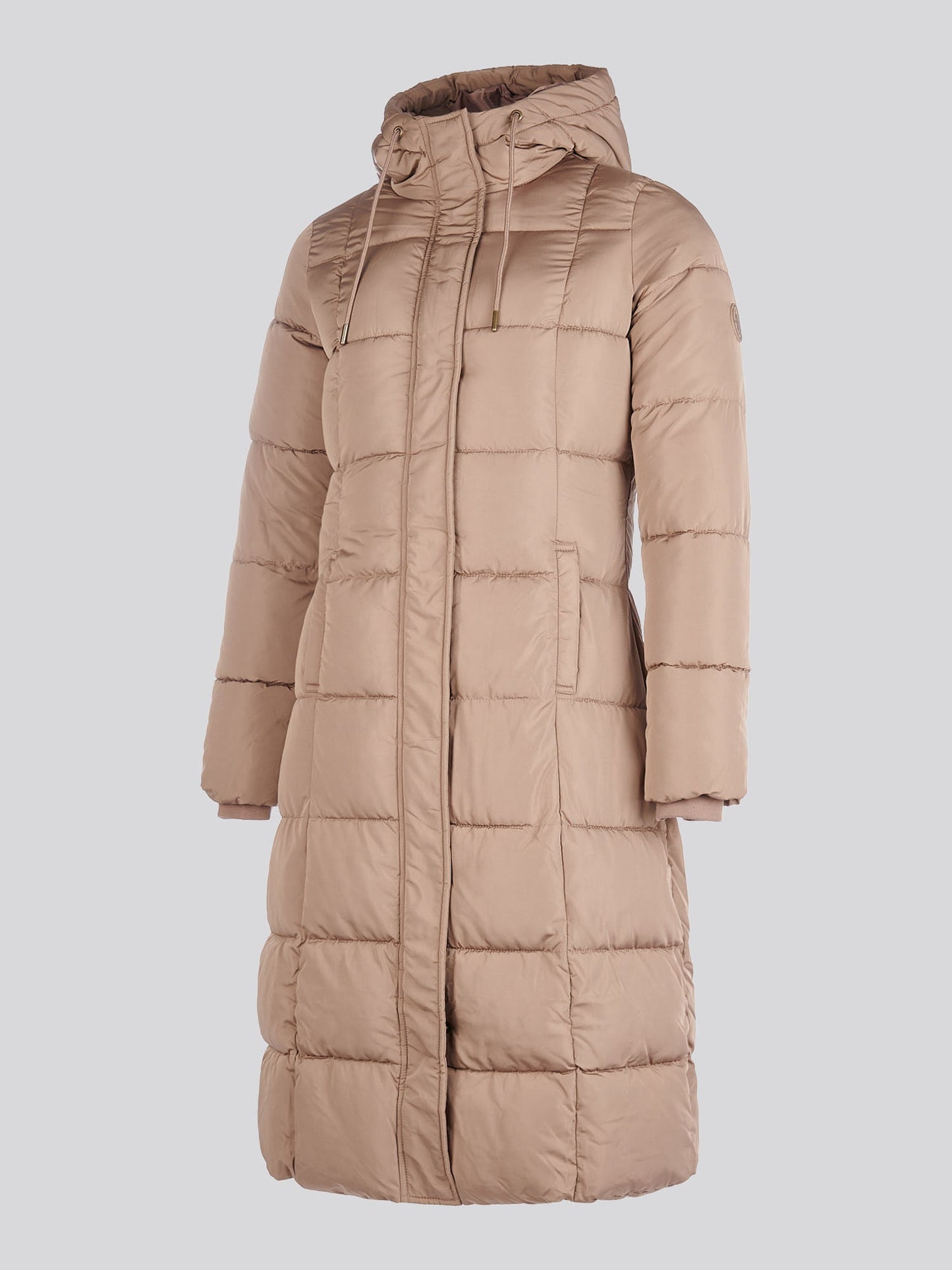 Womens Longline Square Quilt Puffer Coat in Leafless Tree
