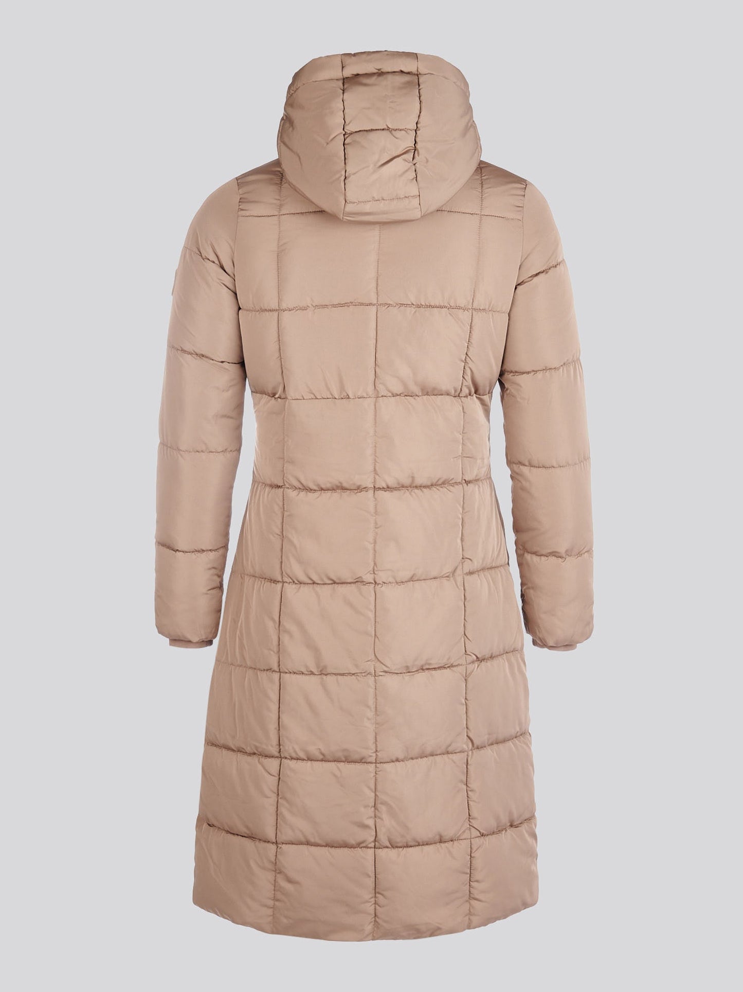 Womens Longline Square Quilt Puffer Coat in Leafless Tree