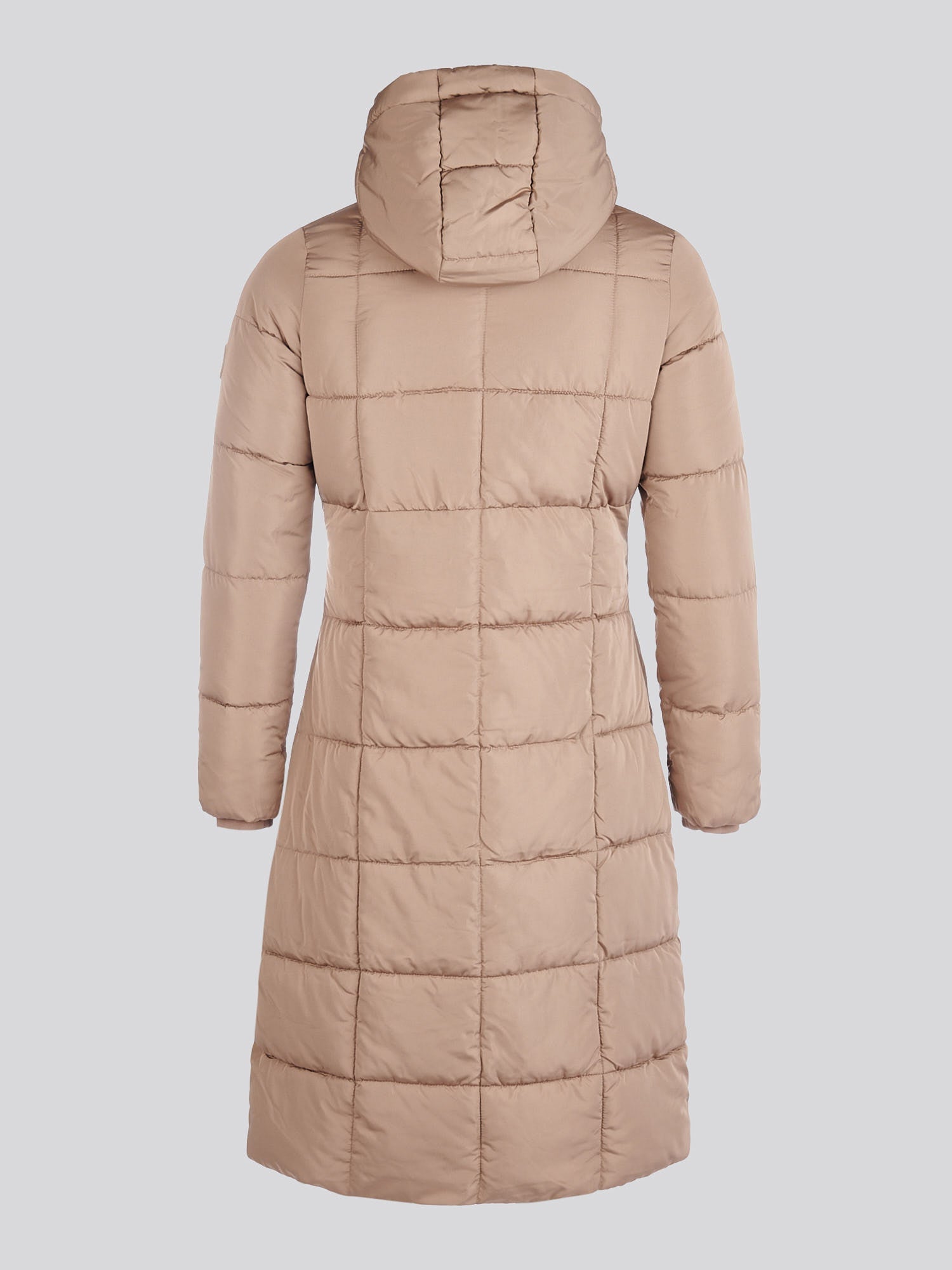 Womens Longline Square Quilt Puffer Coat in Leafless Tree