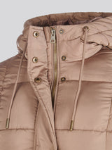 Womens Longline Square Quilt Puffer Coat in Leafless Tree