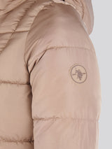 Womens Longline Square Quilt Puffer Coat in Leafless Tree