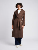 Womens Wool Blend Wrap Belted Coat in Puce