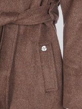Womens Wool Blend Wrap Belted Coat in Puce