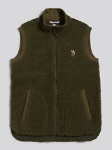 Womens Double Horsemen Borg Gilet in Kalamata Green