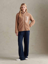 Womens Double Horsemen Borg Zip Funnel in Natural