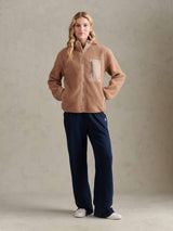 Womens Double Horsemen Borg Zip Funnel in Natural
