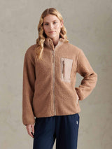 Womens Double Horsemen Borg Zip Funnel in Natural
