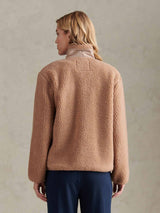 Womens Double Horsemen Borg Zip Funnel in Natural