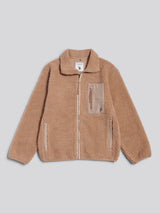 Womens Double Horsemen Borg Zip Funnel in Natural