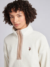 Womens Double Horsemen Borg 1/4 Zip in Marshmallow