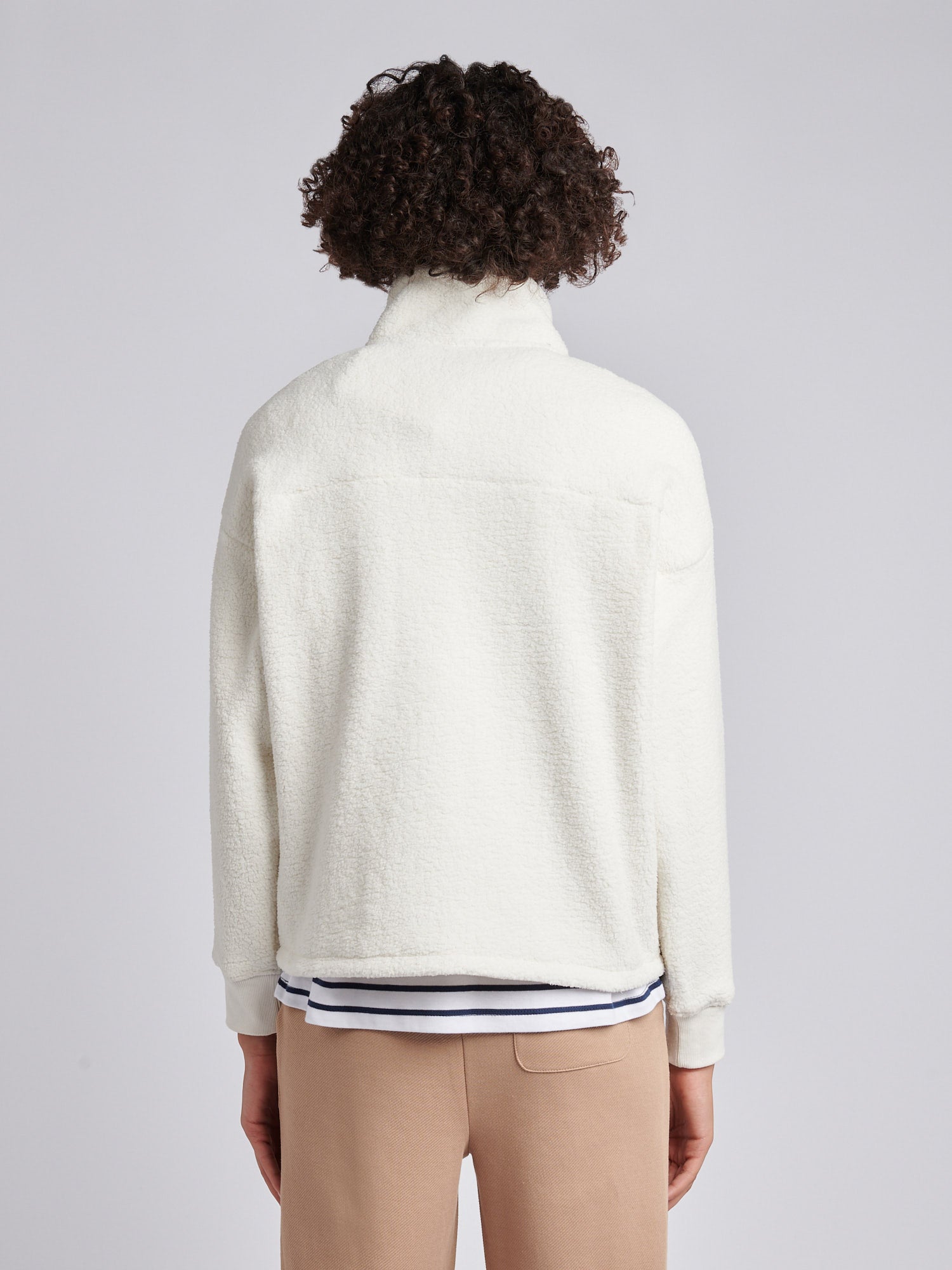 Womens Double Horsemen Borg 1/4 Zip in Marshmallow