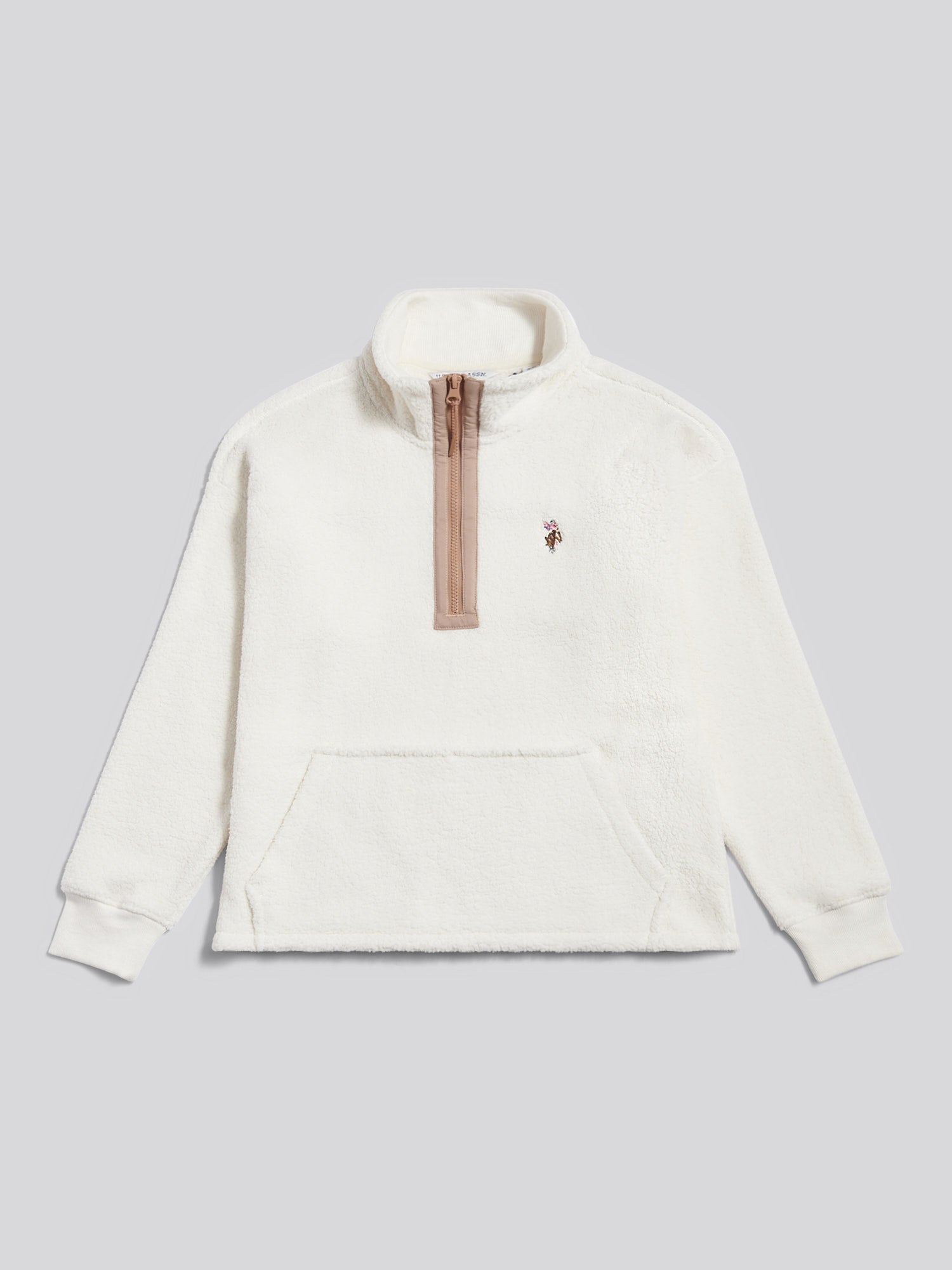 Womens Double Horsemen Borg 1/4 Zip in Marshmallow