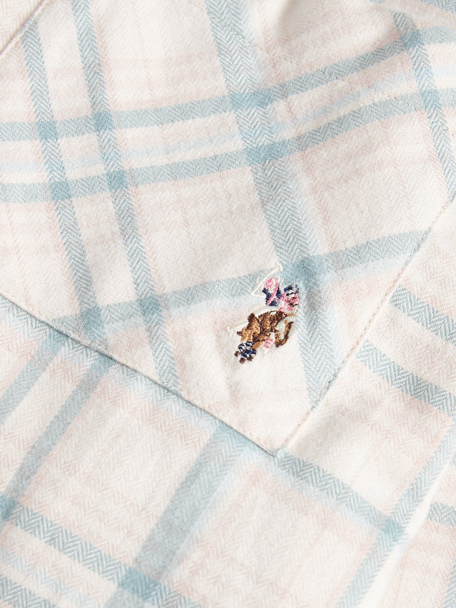 Womens Herringbone Check Pocketed Shirt in Natural