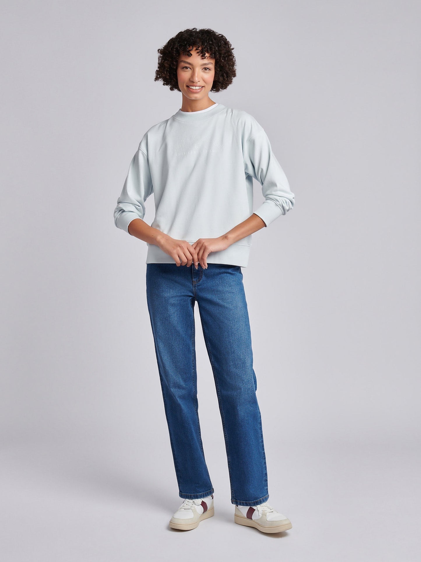 Womens Arc Graphic Crew Sweat in Ballad Blue