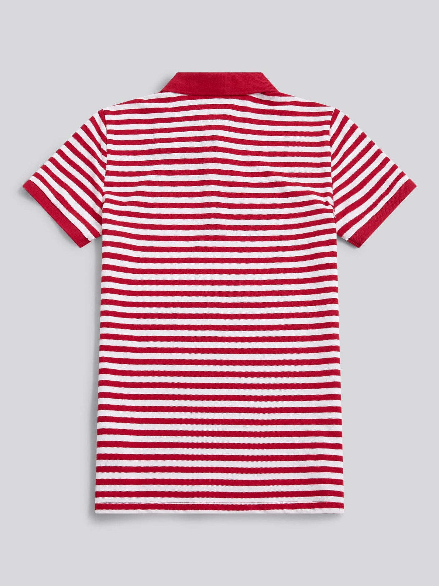 Womens Contrast Collar Stripe Polo Shirt in Jalapeno Red