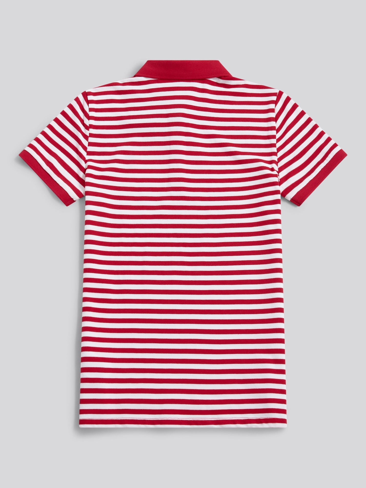 Womens Contrast Collar Stripe Polo Shirt in Jalapeno Red