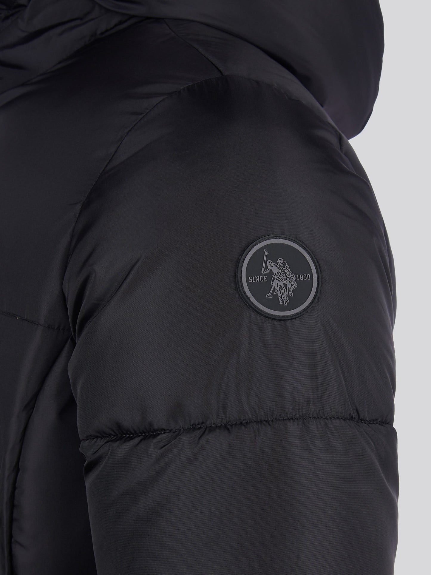 Womens Belted Puffer Jacket in Black