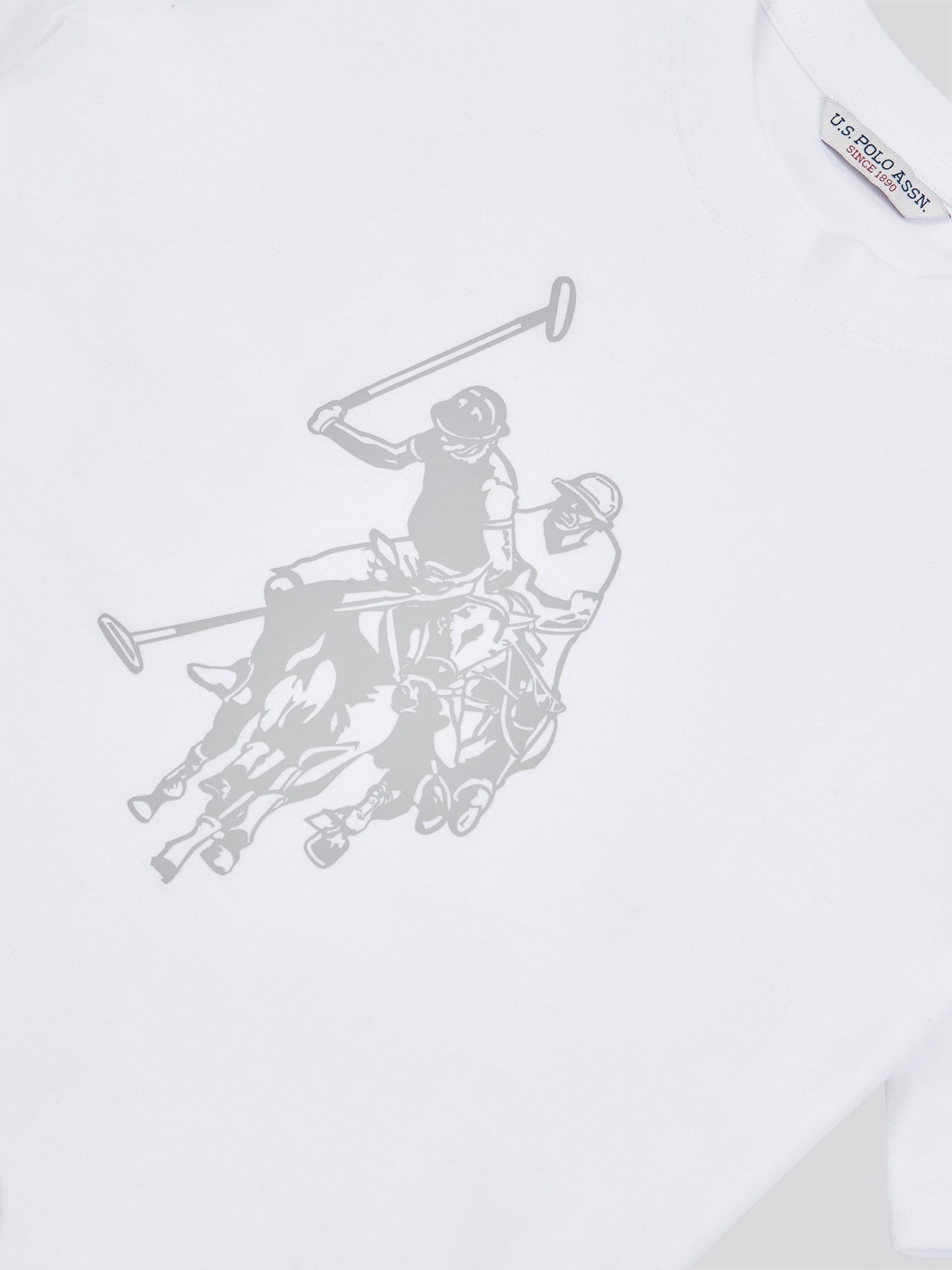 Womens Double Horsemen Print Crew Neck T-Shirt in Bright White