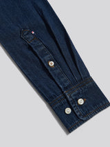 Womens Denim Shirt in Dark Blue Wash