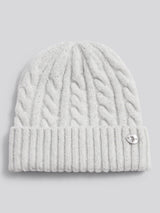 Womens Signature Cable Sequin Knit Beanie in Light Grey Marl WUP