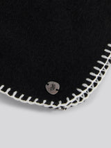 Womens Hanging Whipstitch Scarf in Black