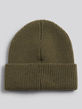 Womens Multicolour Double Horsemen Knit Beanie in Kalamata Green