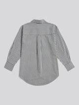 Womens Cotton Poplin Loose Fit Stripe Shirt in Kalamata Green