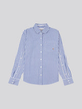 Womens Cotton Poplin Loose Fit Stripe Shirt in Regatta Blue