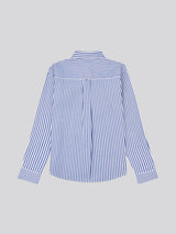 Womens Cotton Poplin Loose Fit Stripe Shirt in Regatta Blue