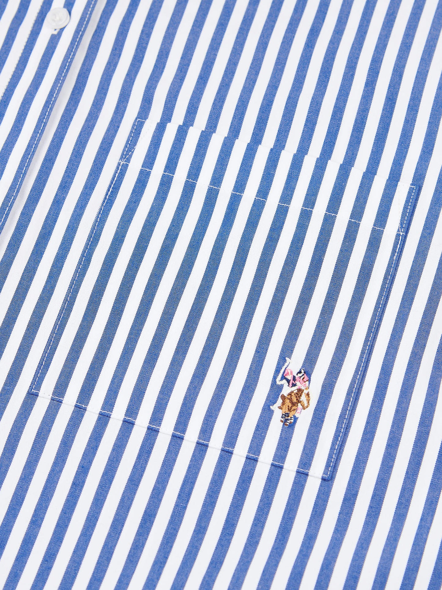 Womens Cotton Poplin Loose Fit Stripe Shirt in Regatta Blue