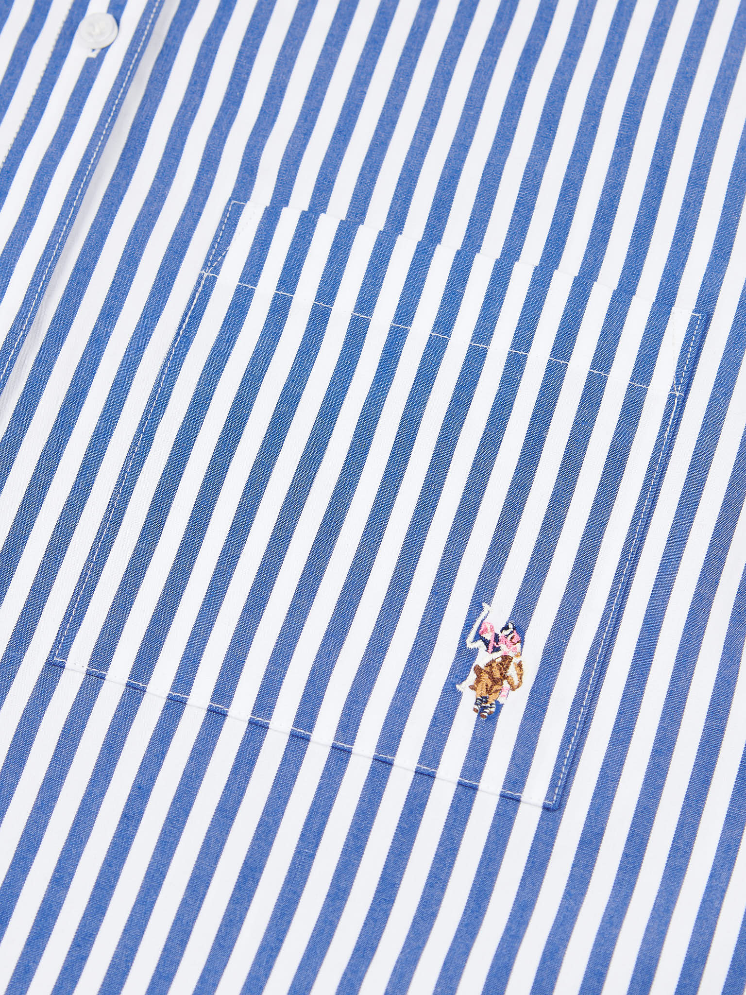 Womens Cotton Poplin Loose Fit Stripe Shirt in Regatta Blue