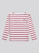 Womens Multicolour Stripe Long Sleeve Boatneck T-Shirt in Bright White