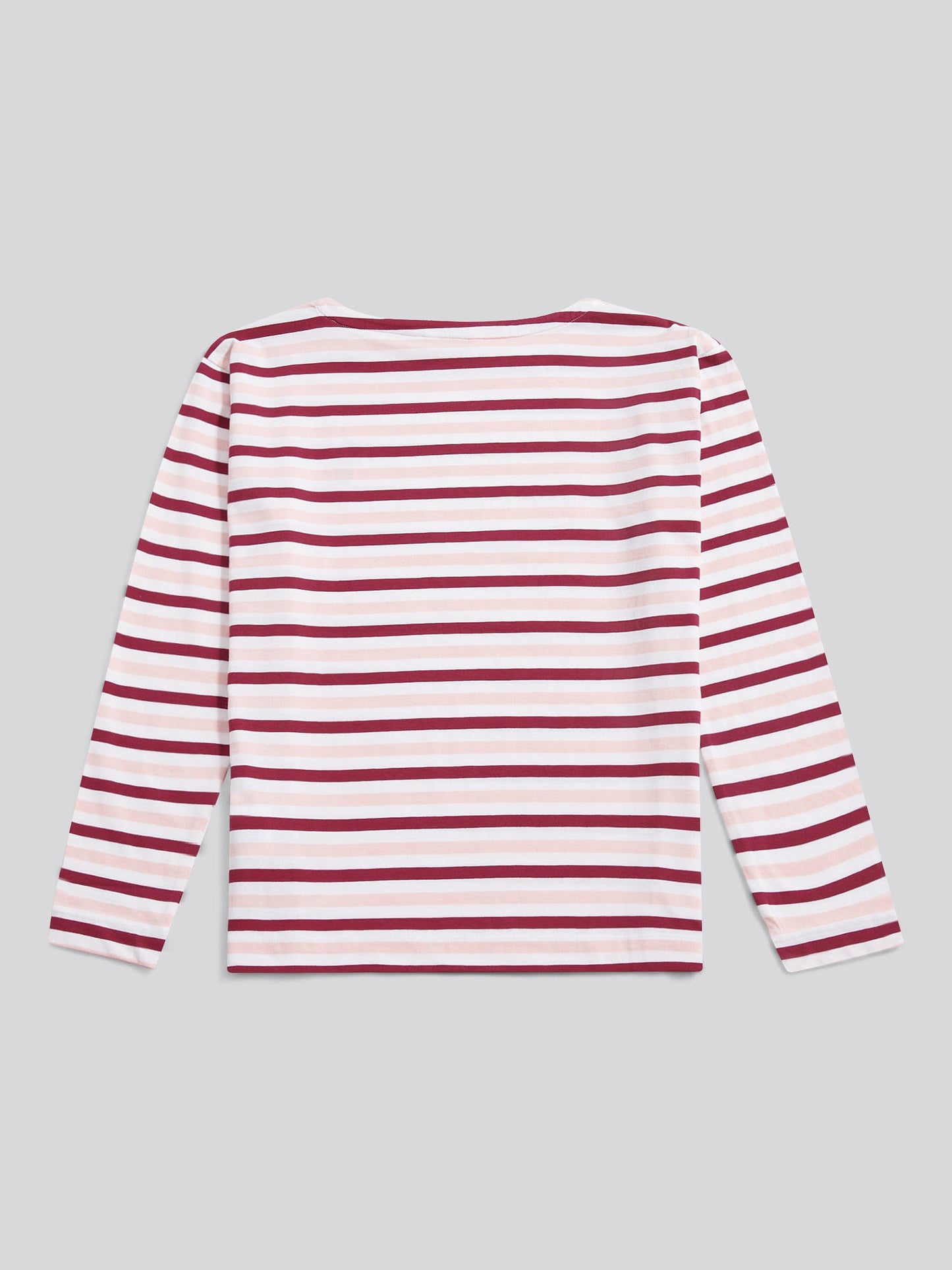 Womens Multicolour Stripe Long Sleeve Boatneck T-Shirt in Bright White