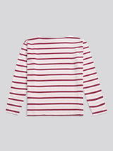 Womens Multicolour Stripe Long Sleeve Boatneck T-Shirt in Bright White