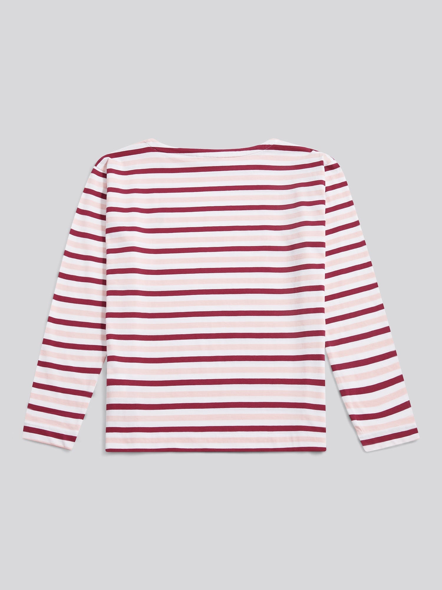 Womens Multicolour Stripe Long Sleeve Boatneck T-Shirt in Bright White